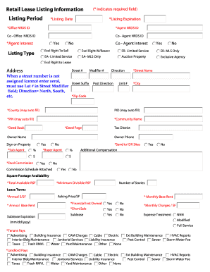 Retail Lease Listing Information