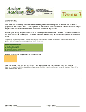 Drama Subject Evaluation Form