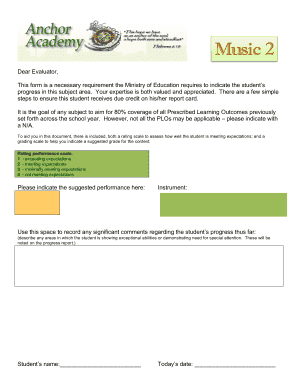 Music Evaluation Form