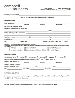 Insolvency Services Application Form