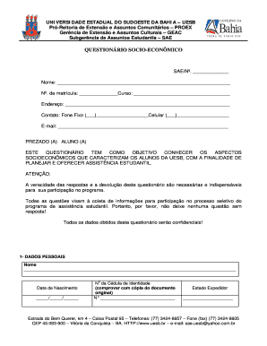 Questionário Socio-Econômico