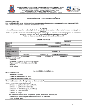 Questionário de Perfil Socioeconômico