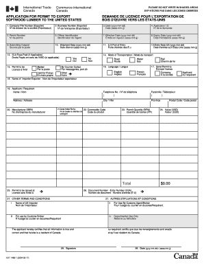 Application for Permit to Export Softwood Lumber to the United States