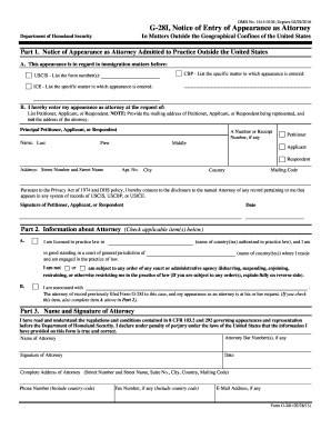 G-28I Notice of Entry of Appearance as Attorney