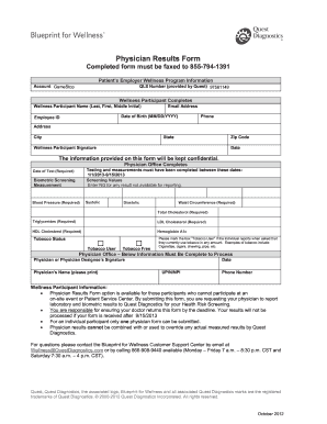 Physician Results Form