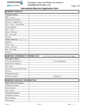 International Merchant Application Form