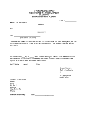 Florida Divorce Summons