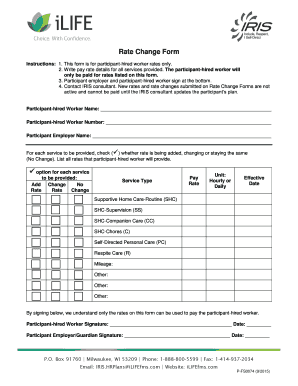 IRIS Rate Change Form