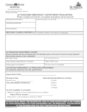 Ultrasound Emergency Department Requisition