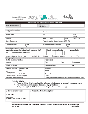 Palliative Care Hospice In-Patient Referral Form