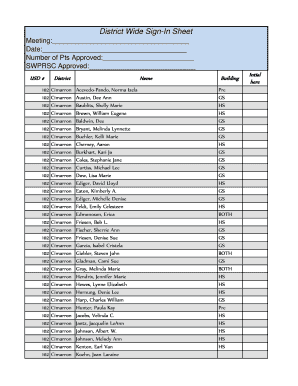 District Wide Sign-In Sheet