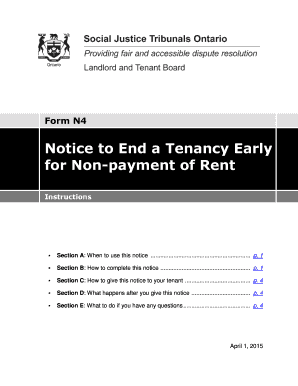 Notice to End a Tenancy Early for Non-payment of Rent