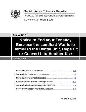 Notice to End Tenancy for Demolition or Repairs
