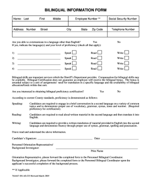 Bilingual Information Form