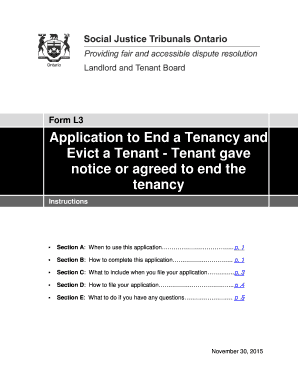 Application to End a Tenancy and Evict a Tenant