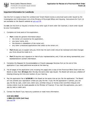 Application for Review of a Provincial Work Order