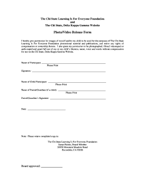 Fillable Online chistateca PhotoVideo Release Form - Delta Kappa Gamma ...
