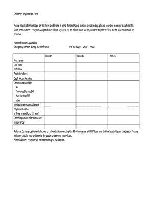 Children's Registration Form