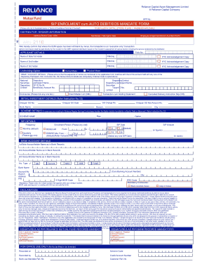 SIP Enrolment Auto Debit ECS Mandate Form