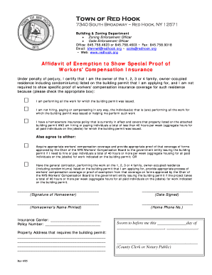 Affidavit of Exemption for Workers' Compensation Insurance