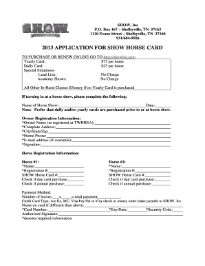 SHOW Horse Card Application