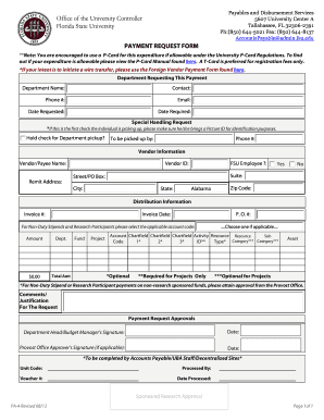 Florida State University Payment Request Form