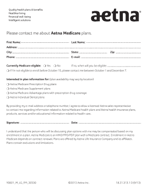 Aetna Medicare Plan Enrollment Form