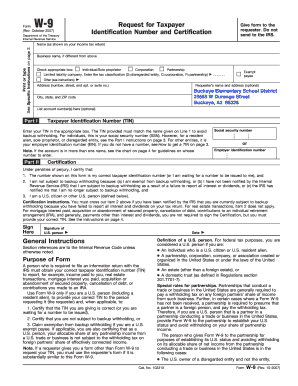 Form W-9 Request for Taxpayer Identification Number and Certification