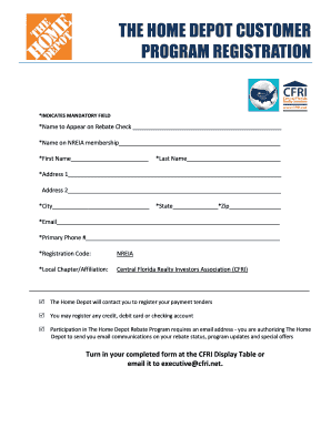 The Home Depot Customer Program Registration