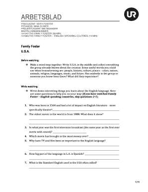 Family Foster Educational Worksheet
