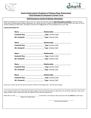 Child Release & Emergency Contact Form