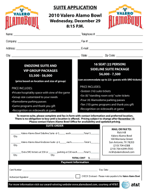 Valero Alamo Bowl Suite Application