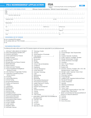 PDA Membership Application Form 2009
