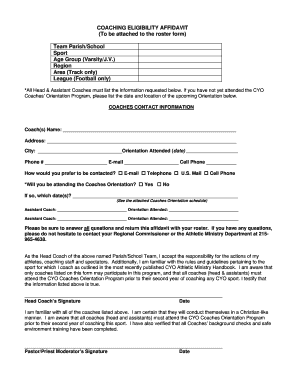 Coaching Eligibility Affidavit