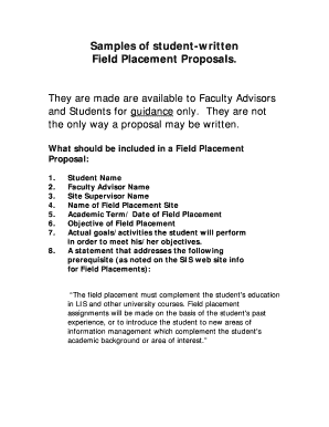Field Placement Proposal Template
