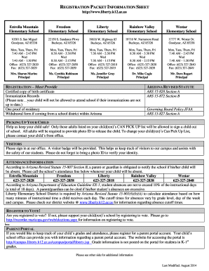 Arizona School Registration Packet