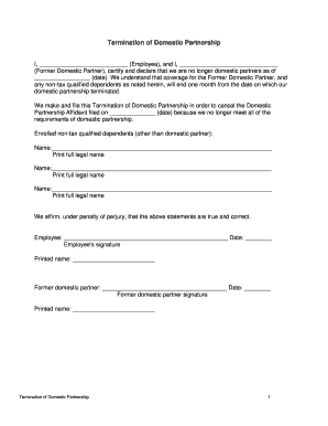 Termination of Domestic Partnership