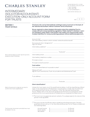 Solicitor/Accountant Execution-Only Account Form for Trusts