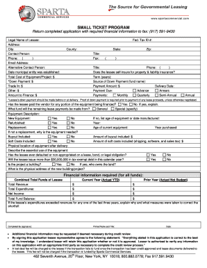 Small Ticket Program Lease Application