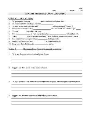 Health and Fitness Worksheet