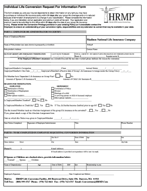 Individual Life Conversion Request Form