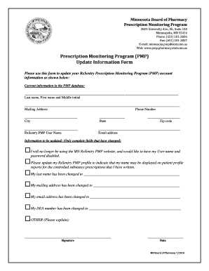 Minnesota PMP Update Information Form