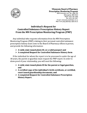 Individual's Request for Controlled Substance Prescription History Report