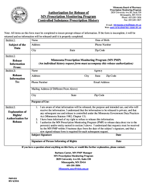 Minnesota Prescription Monitoring Program Authorization Form