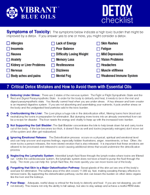 Detox Symptoms and Mistakes Checklist