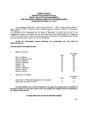 Proxy Form for Canfor Pulp Products Inc.
