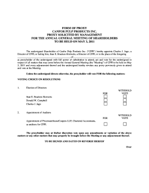 Proxy Form for Canfor Pulp Products Inc.