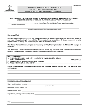 Permission for Educational Excursions and Athletic Participation