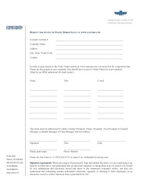 Cascade Online Order Status Access Request