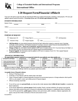 I-20 Request Form/Financial Affidavit
